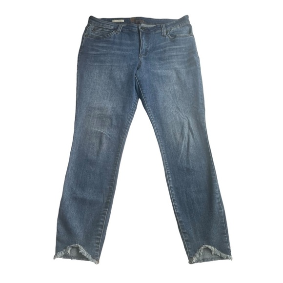 Kut from the Kloth CARLO ankle Skinny Jeans Blue Size 14 NWOT distressed hem - Picture 2 of 10